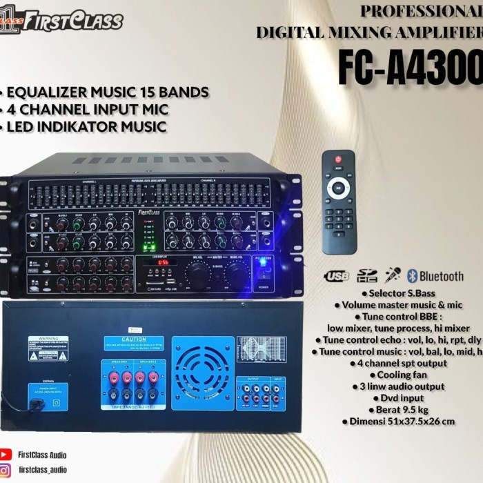 Amplifier USB/Bluetooth Firstclass FC A-4300 / FC A 4300 Ampli Audio