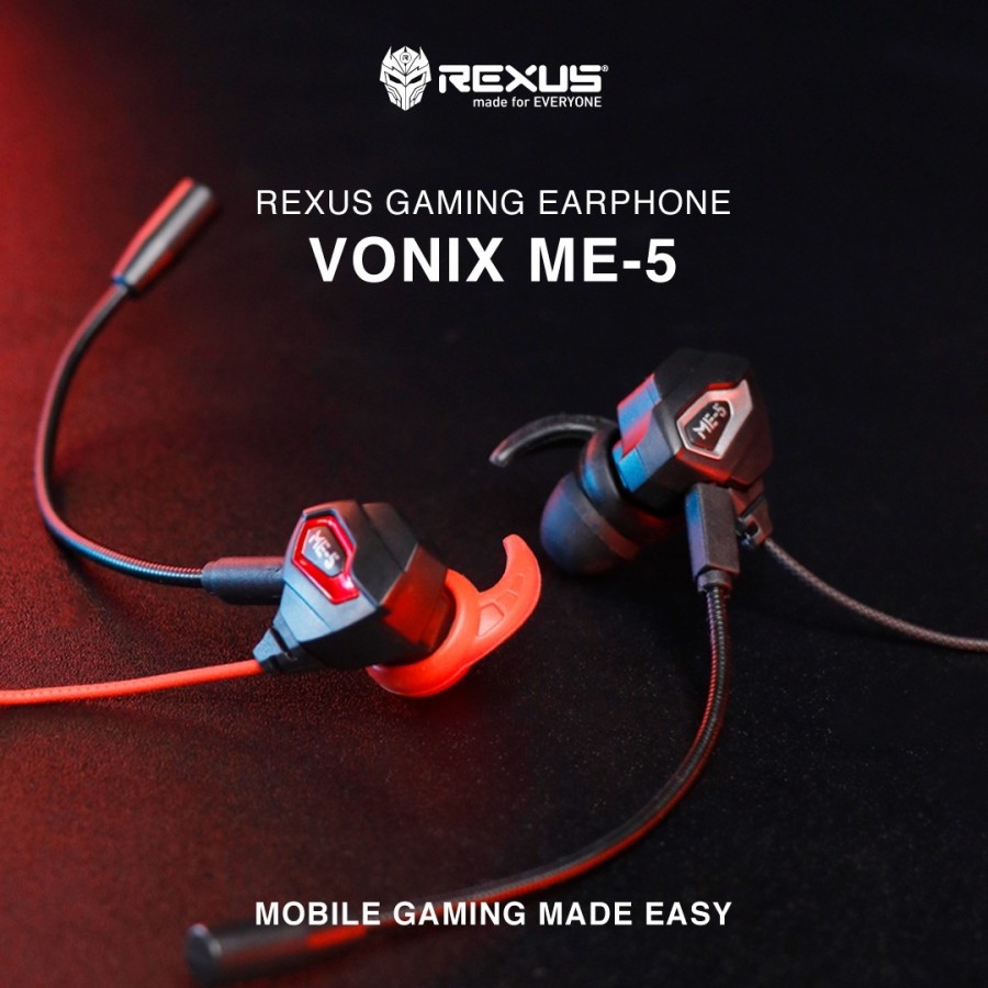Rexus Gaming Earphone ME-5 / ME5 with Dual Microphone Free Splitter
