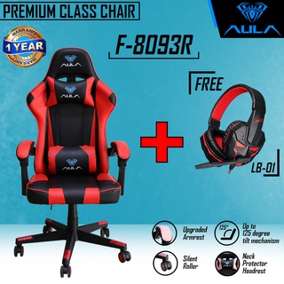 Kursi Gaming/Gaming Chair termurah AULA F-8093 RED - Premium Quality - Angle 90°~125° Bahan Tebal