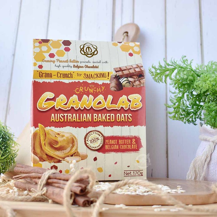 

Granolab Australian Baked Oats Peanut Butter & Belgian Chocolate 170gr Terjamin