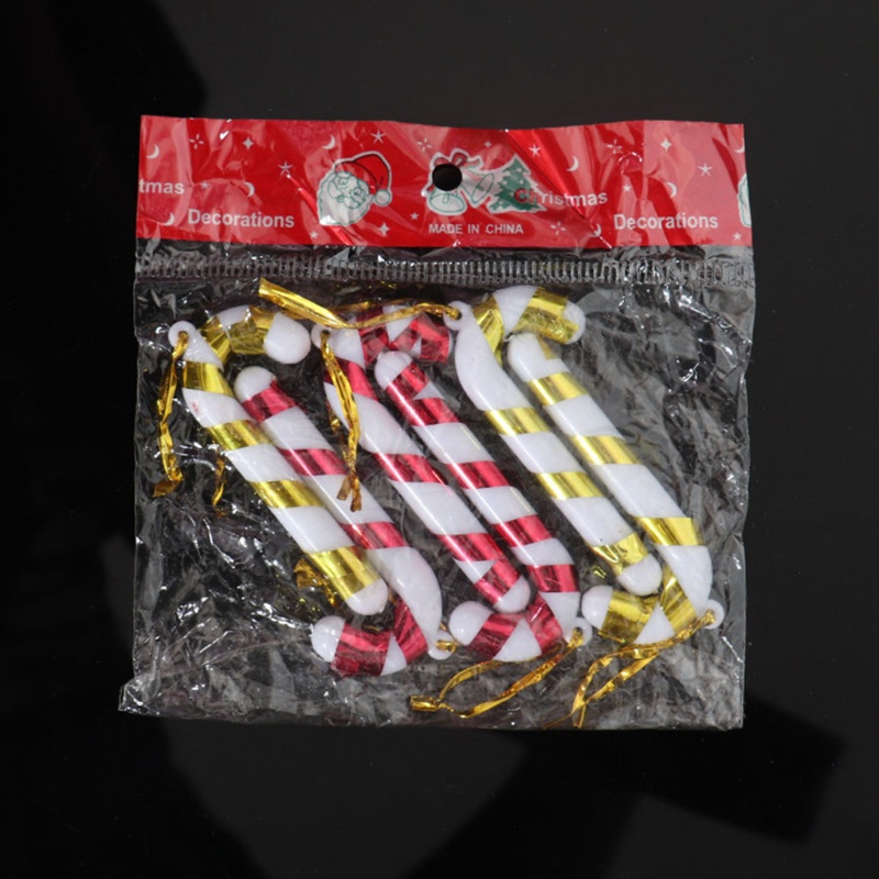 6pcs Liontin Permen Tongkat Kecil Bahan Plastik Untuk Dekorasi Pohon Natal