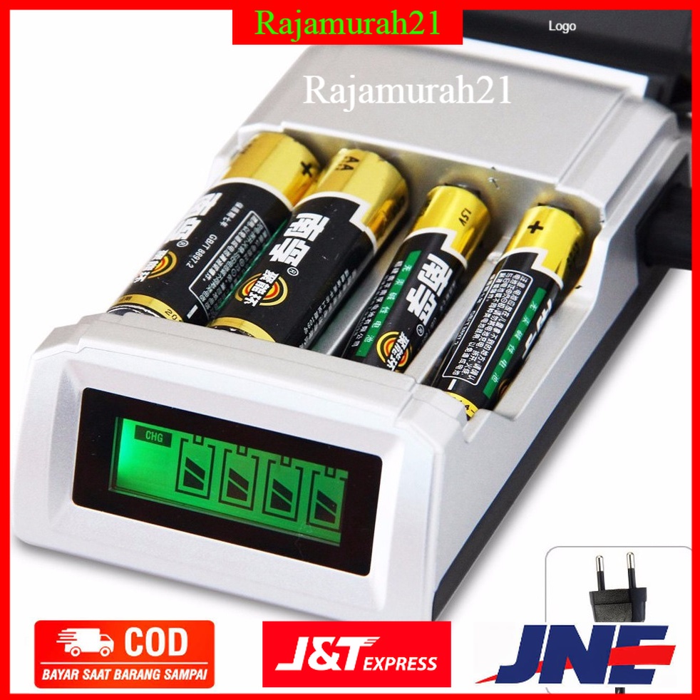 Taffware Smart Intelligent LCD 4 Slot Charger Baterai for AA AAA NiMh NiCd - Black - OMBT4UBK