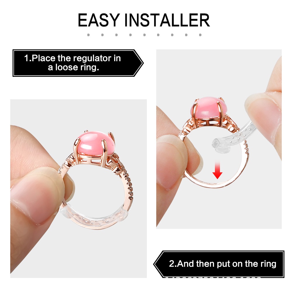 12 Pcs / Set Alat Pengatur Ukuran Cincin Bahan Plastik Transparan Anti slip Dapat Disesuaikan