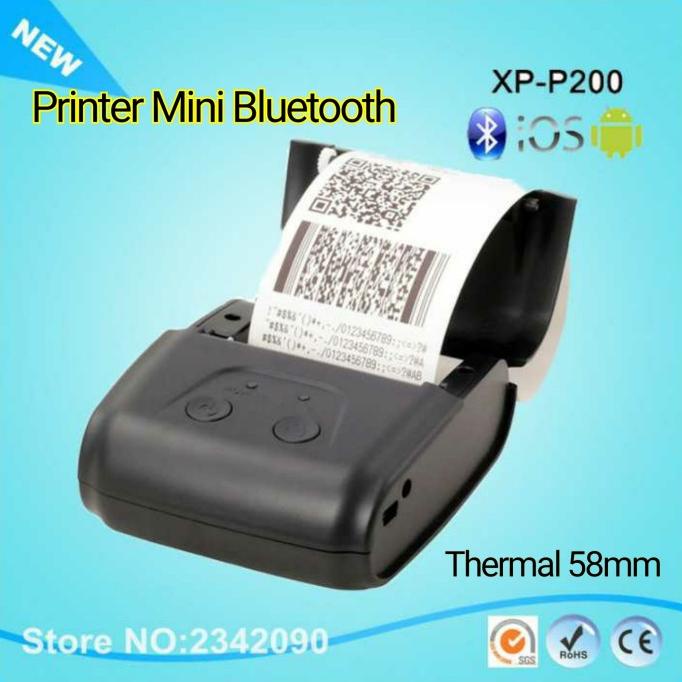 Printer Mini XP-P200 BT Mini Bluetooth Printer Thermal USB Port 58mm ary55 dijamin