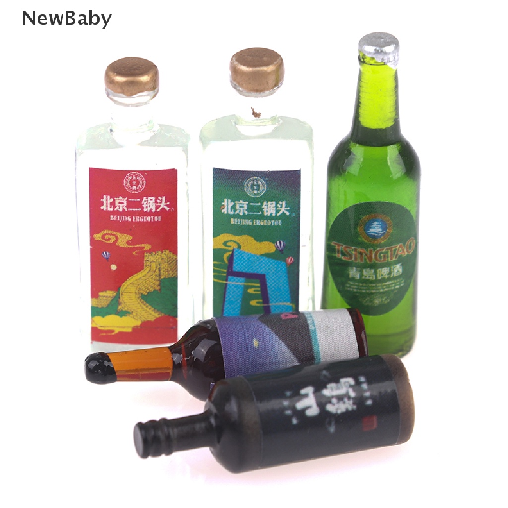 Newbaby 20Pcs / Set Mainan Miniatur Botol Minuman Skala 1: 12 1: 6 Untuk Aksesoris Dapur Rumah Boneka