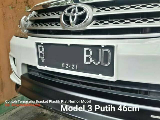 Dudukan Plastik Plat Nomor Mobil 46cm Model 3 Kualitas OEM WARNA PUTIH