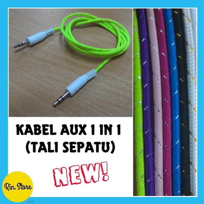 KABEL DATA AUDIO 1 IN 1 TALI SEPATU kabel aux murah original model tali sambungan ke hp speaker