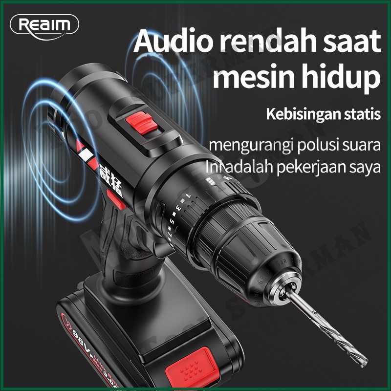 Reaim 108VF 3 sistem impact drill charger Cordless Electric Drill Impact Kit Car Cordless Electric Drill Li-on Rechargeable Drill