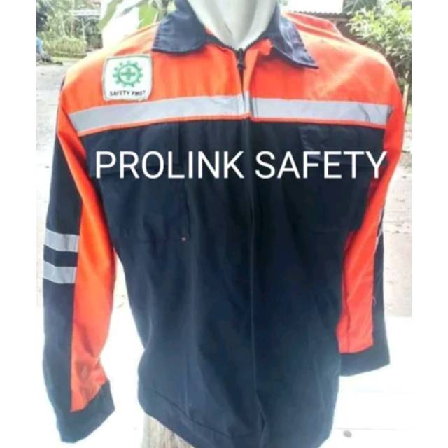 SERAGAM BAJU SAFETY DONGKER KOMBINASI ORANYE RESLETING