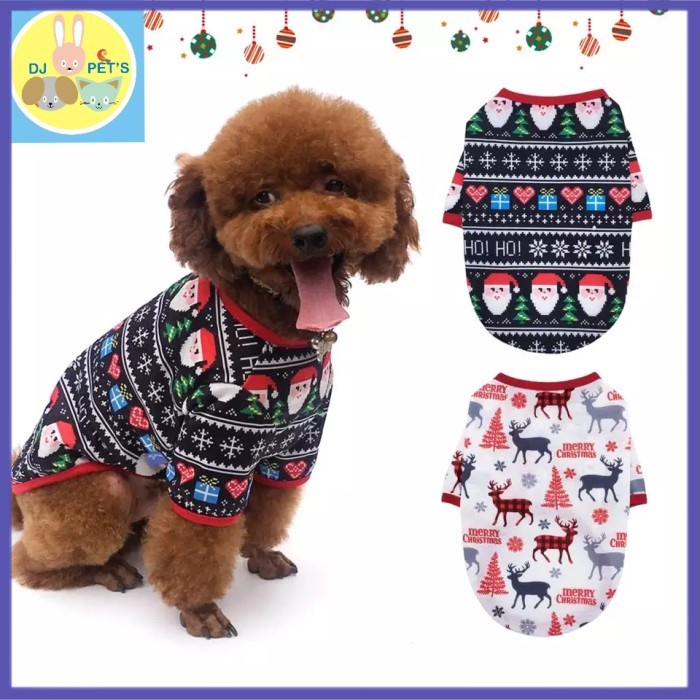 ✔ COD ✔ baju natal anjing dan baju natal kucing baju natal hewan N001 - XS, Hitam