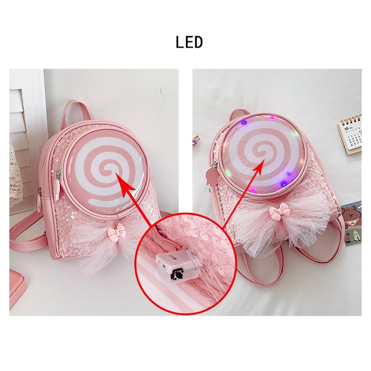 Tas Ransel LED lollipop candy TR05 anak perempuan tk sd paud fashion