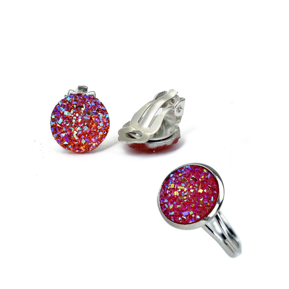 2pcs / Set Anting Klip Tanpa Tindik Bentuk Bulat Bahan Resin Adjustable Untuk Wanita