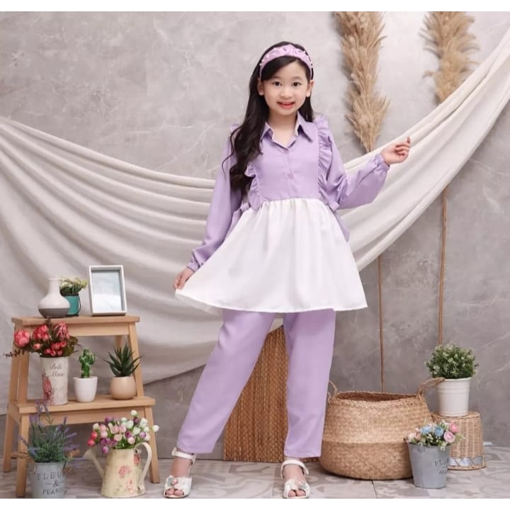 Stelan Rompi Anak - Stelan Anak Perempuan - Baju Muslim - 1-12 tahun