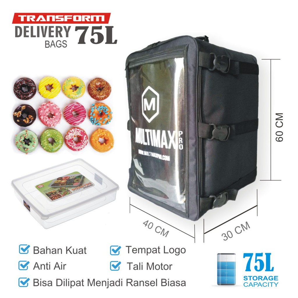 Tas motor untuk mengirim box makanan donat roti kue