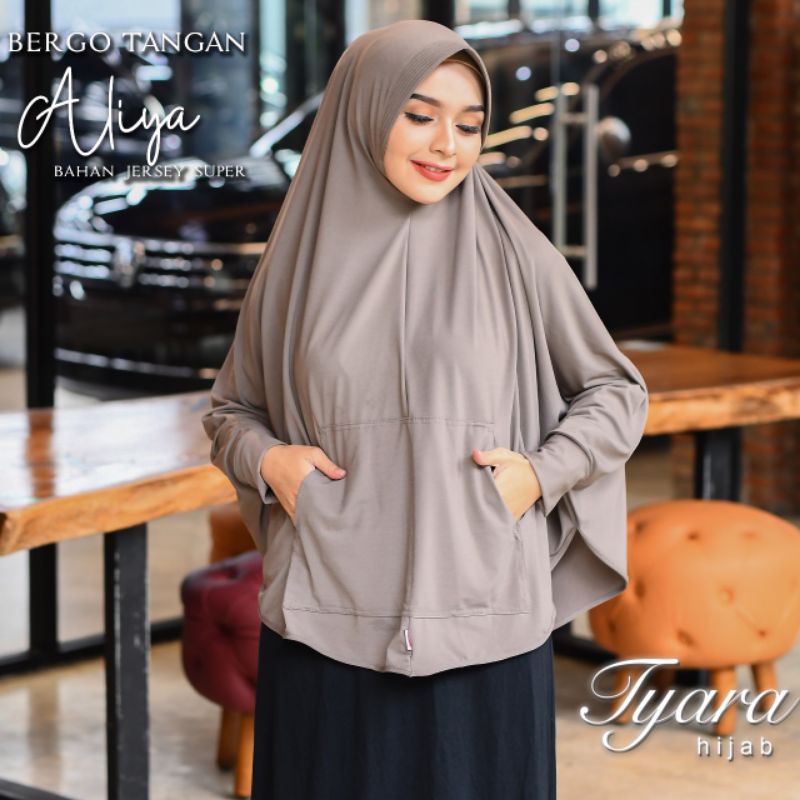 TYARA Hijab lengan Aliya/jilbab tangan saku jersey/kerudung Bergo lengan panjang