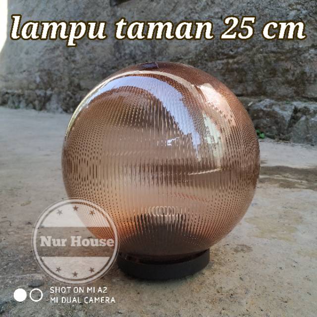 Lampu taman pilar pagar out door bulat prismatik meval 25 cm