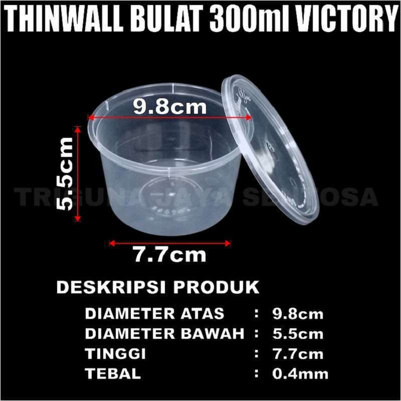 Thinwall 300ml 25pcs bowl n tutup 300 ml mangkuk makan bulat rata plastik food container Surabaya