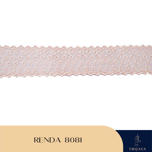 Renda Tile Renda Tulle Renda Bordir Renda Import - 8081 Hitam (6 CM) - Per Meter- Trijaya