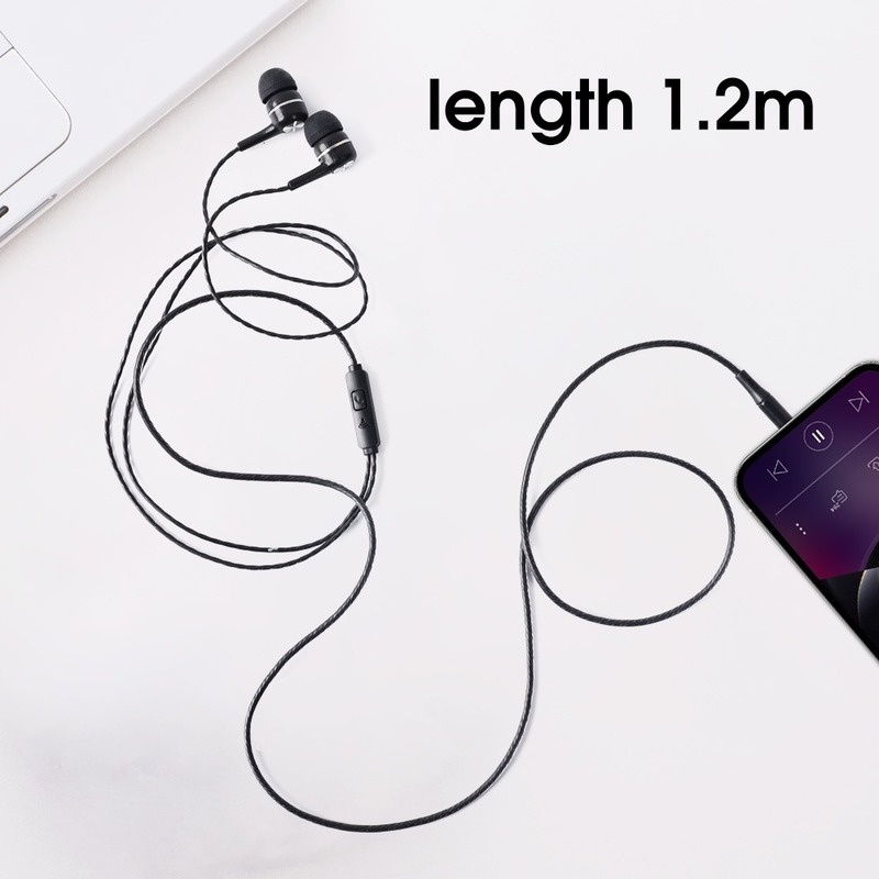 S12 Earphone In ear Universal Dengan Kabel Jack 3.5mm + Fitur Noise Reduction Dan Mic