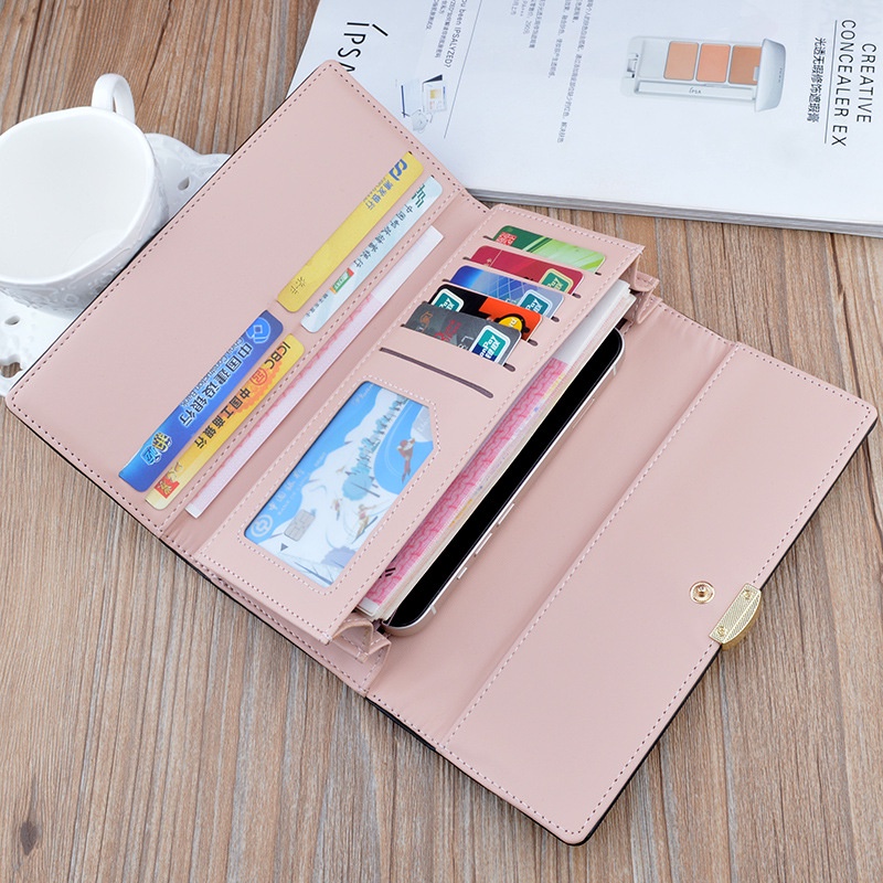 DOMPET LIPAT PANJANG WANITA PESTA KULIT HITAM HILLES WA496B5 IMPORT KOREA SLOT KARTU UANG BESAR PREMIUM CEWEK MURAH REMAJA TIPIS SIMPLE BRANDED BATAM