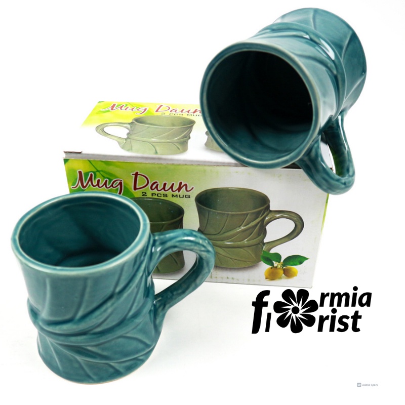 FM - Mug Keramik Daun set 2 pcs 350 ml - KL Gelas Set