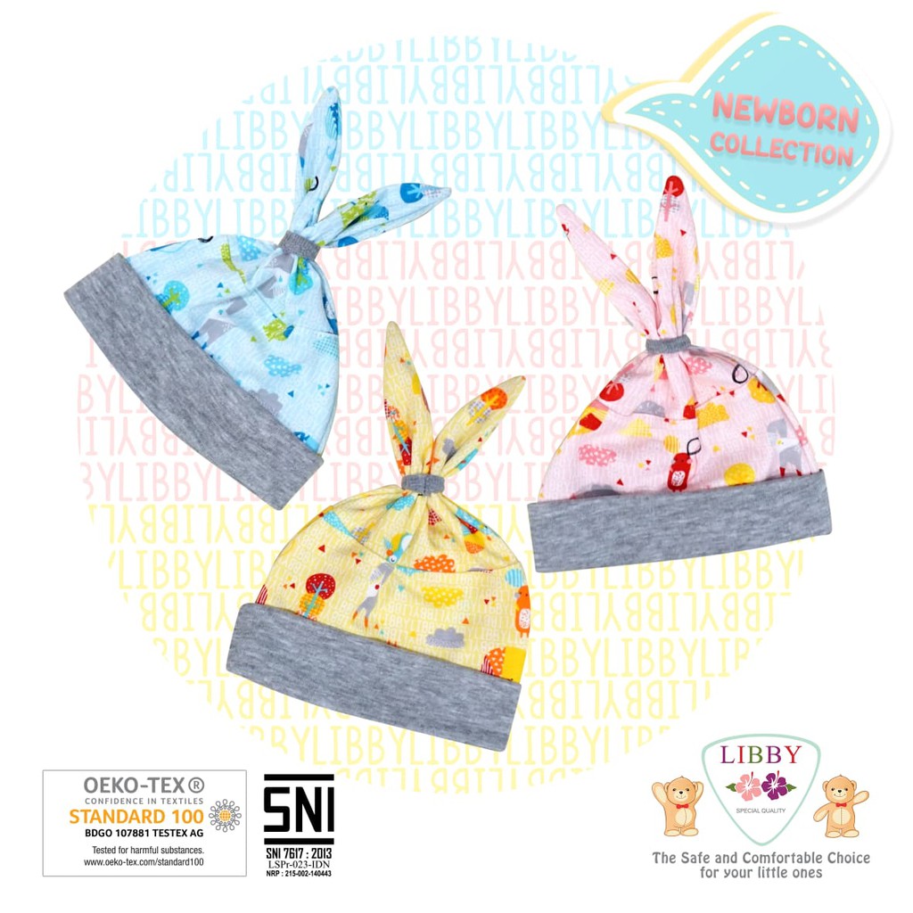 PROMO TOPI LIBBY / STK bayi Newborn BANYAK MOTIF Libby  1 PCS  SNI