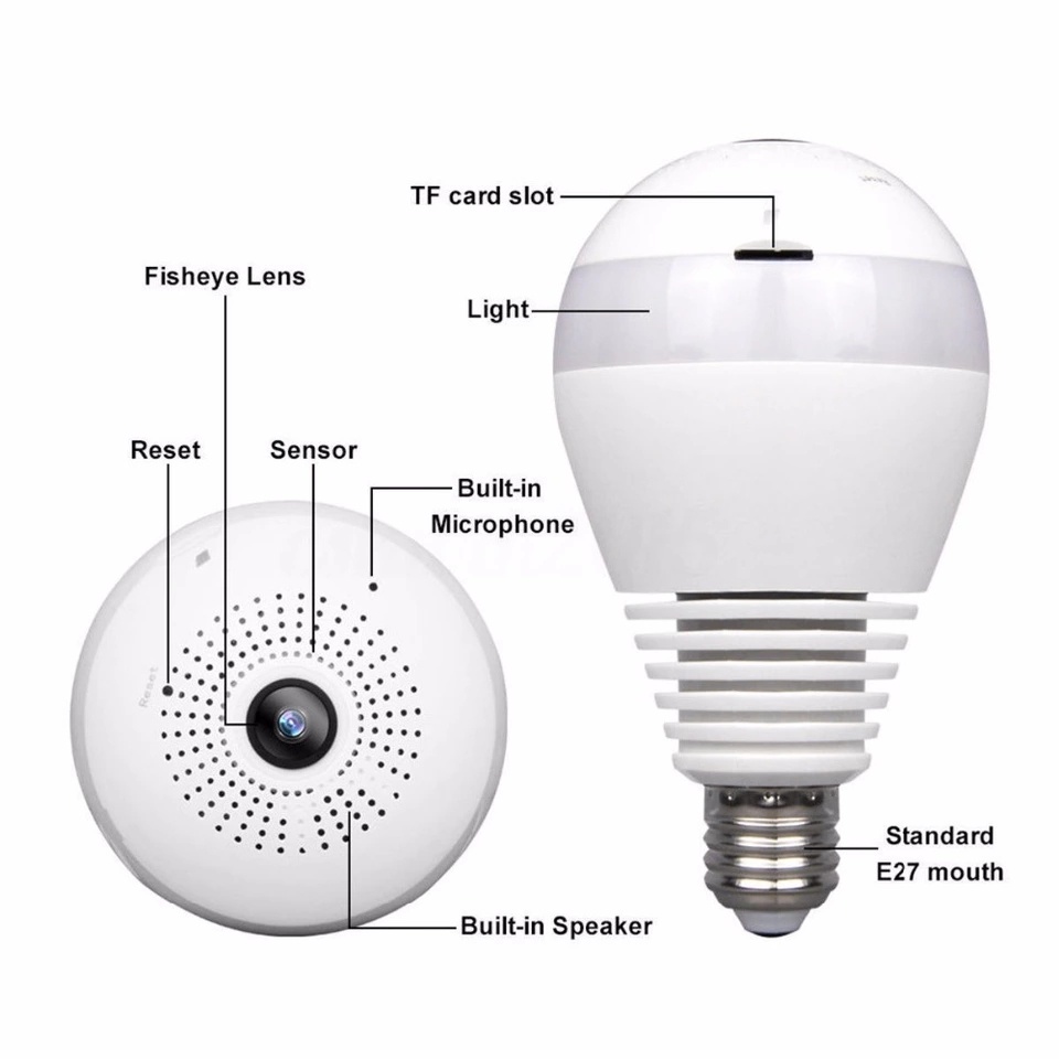 Kamera Bohlam Wifi Panoramic Cctv Lamp - Kamera Spy Cctv Lamp