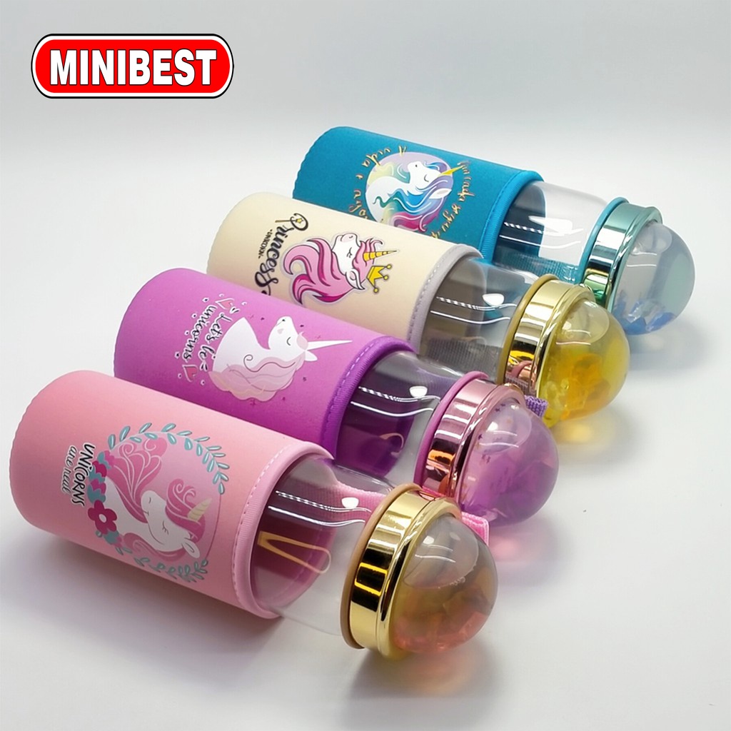 Botol Minum Kaca Anti Pecah Motif Unicorn Lucu Untuk Anak/pelajar