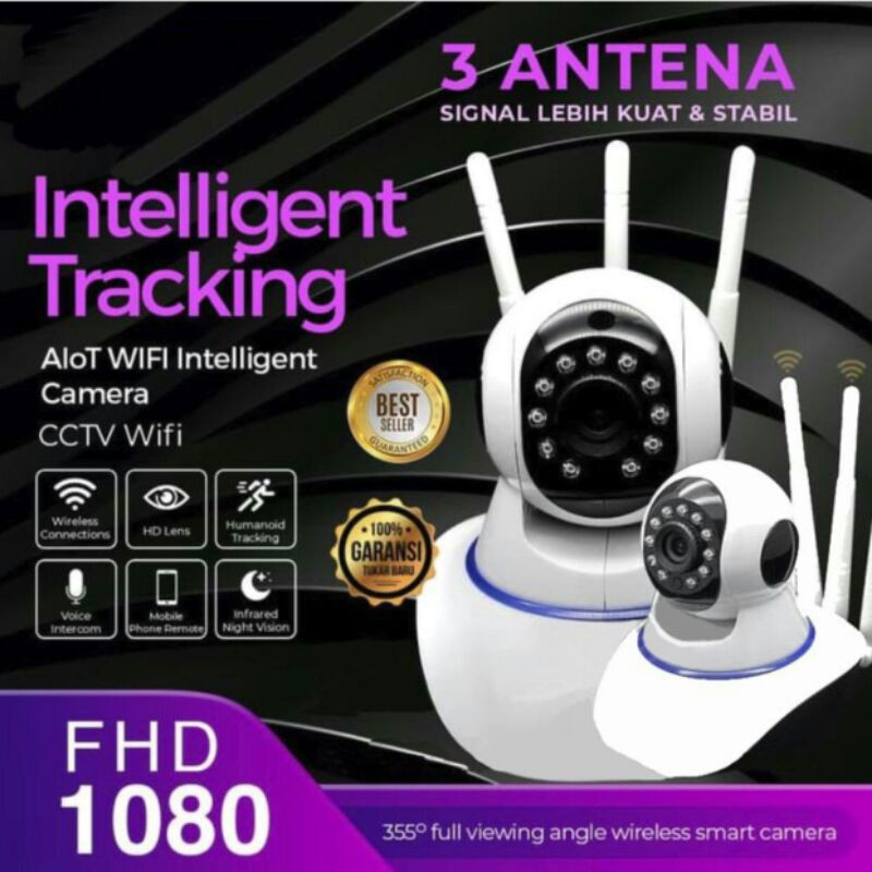 IP CAMERA CCTV WIRELESS WIFI ROTARY 3 ANTENA 1080HD/IP CAM HOME SECURITY APP V380 KAMERA