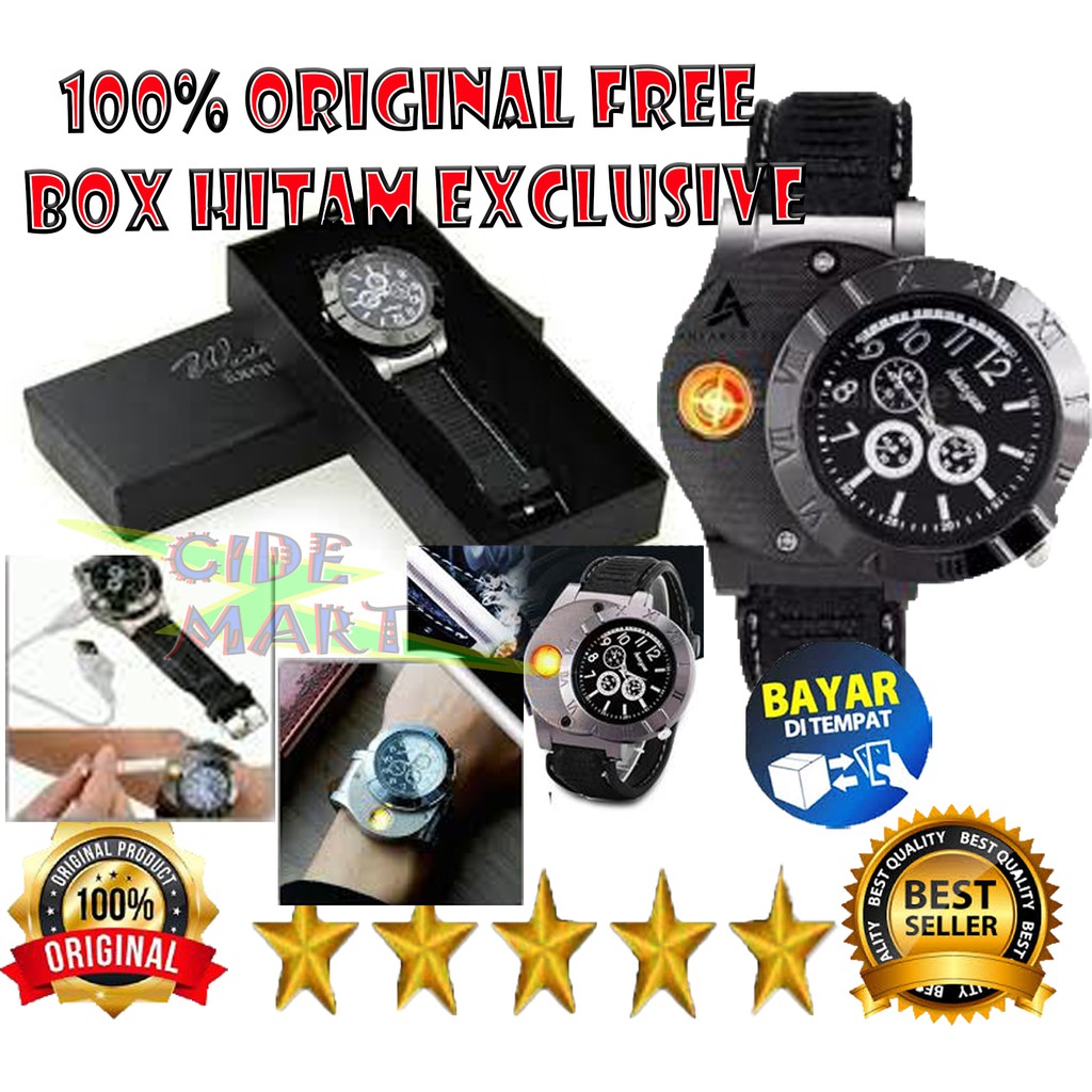 [ORIGINAL] JAM TANGAN KOREK ELEKTRIK THE LIGHTER WATCH PREMIUM WITH SPECIAL BOX