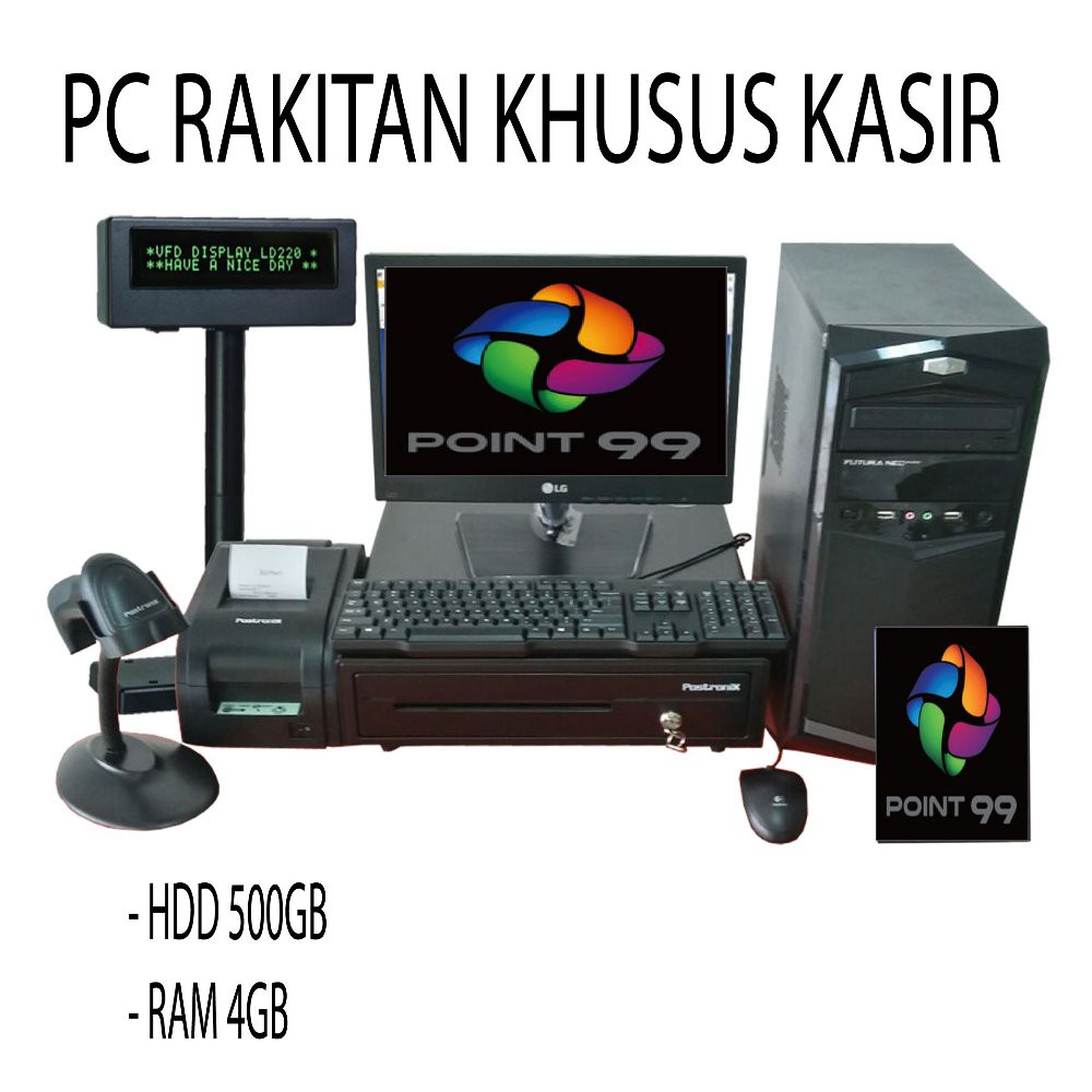 PC RAKITAN KASIR RETAIL INTEL CORE I5 DENGAN LED 19 INCH