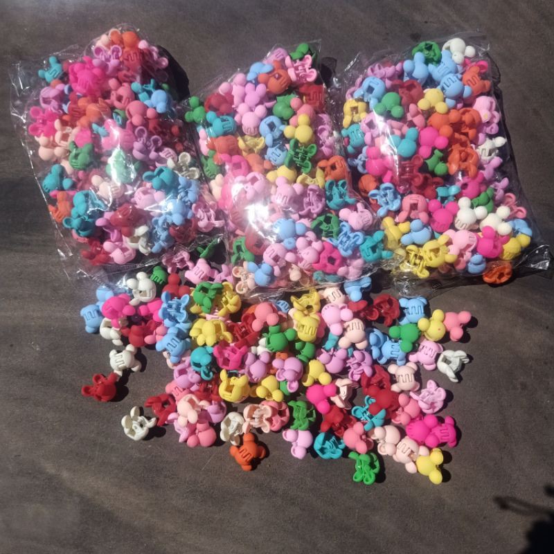 Jepit mini per pack isi 5 Jepit kutu Import motif Mc.Mouse warna warni