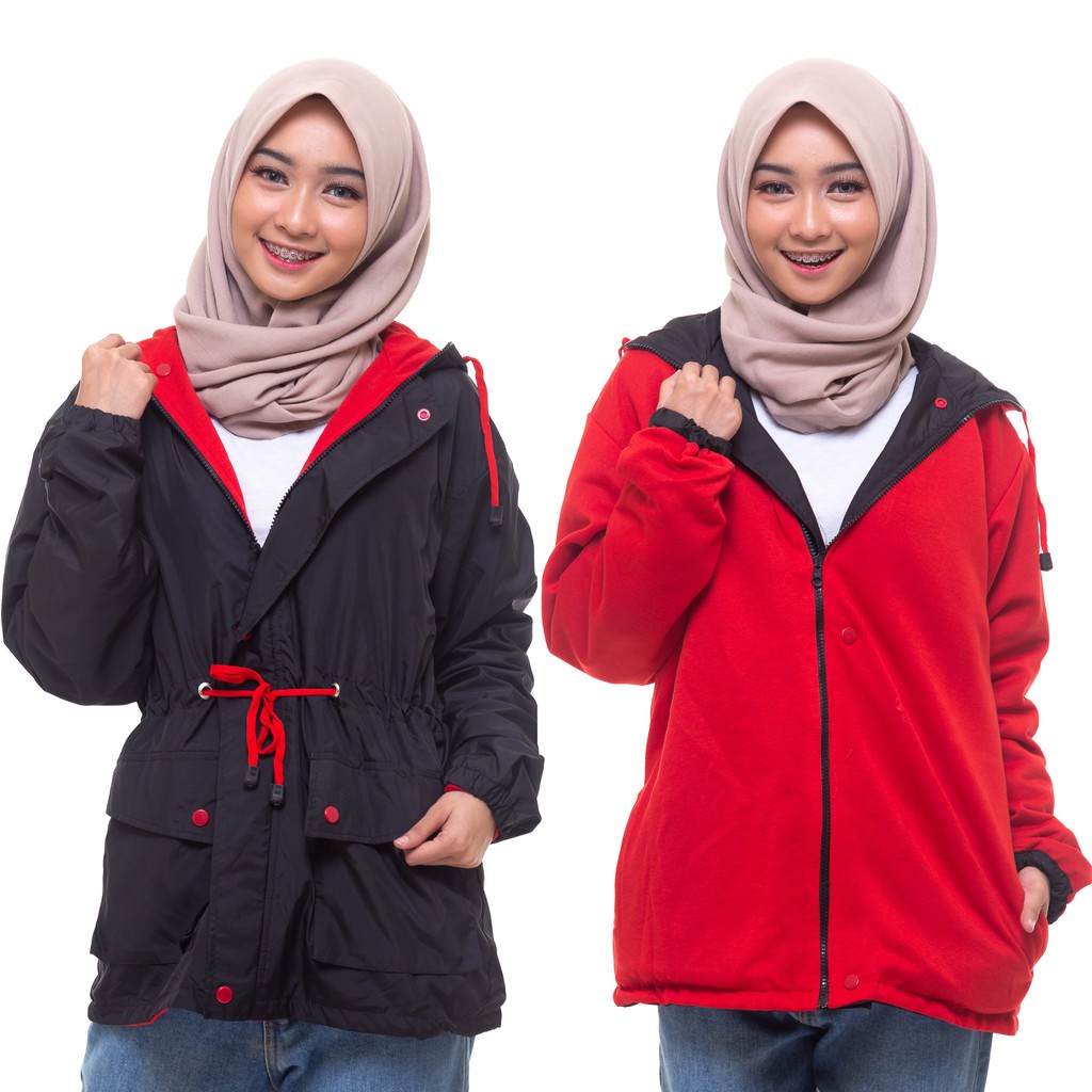 Jaket Wanita Terbaru Jaket Motor Harian Jaket Outdoor Parasut Bolak Balik Jaket Pria Wanita Bahan Taslan ZN 100% Windproof Jaket Gunung Outdoor Semi Parka