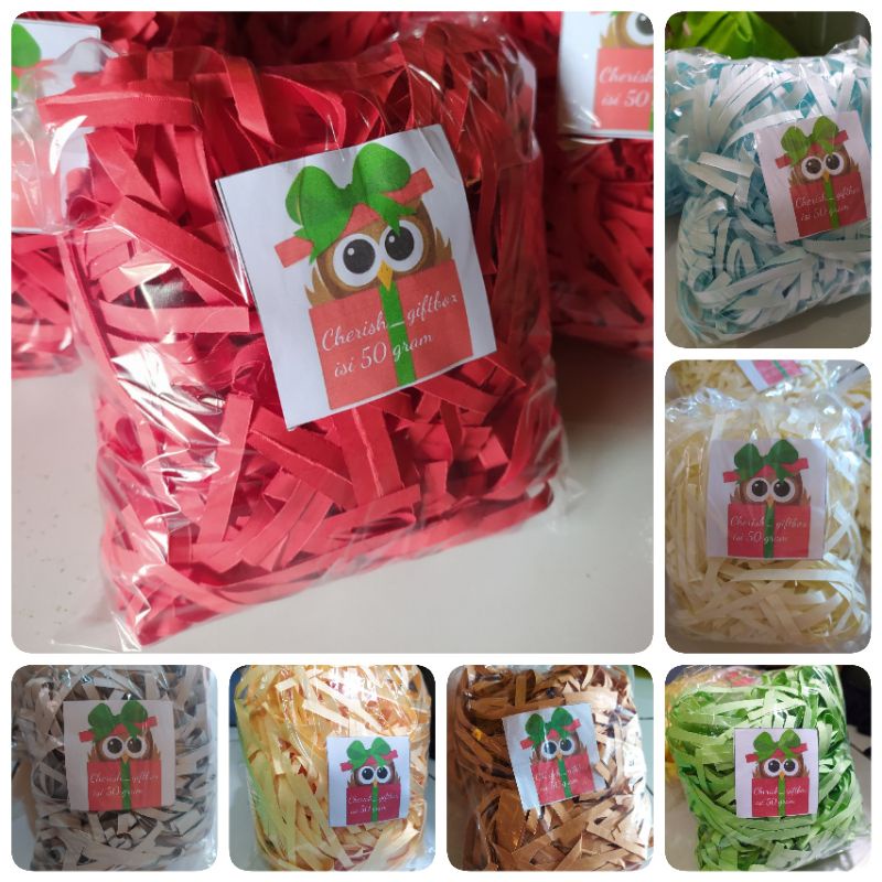 

kertas cacah / shredded paper warna pastel / kertas serut isi kotak kado 50 gram