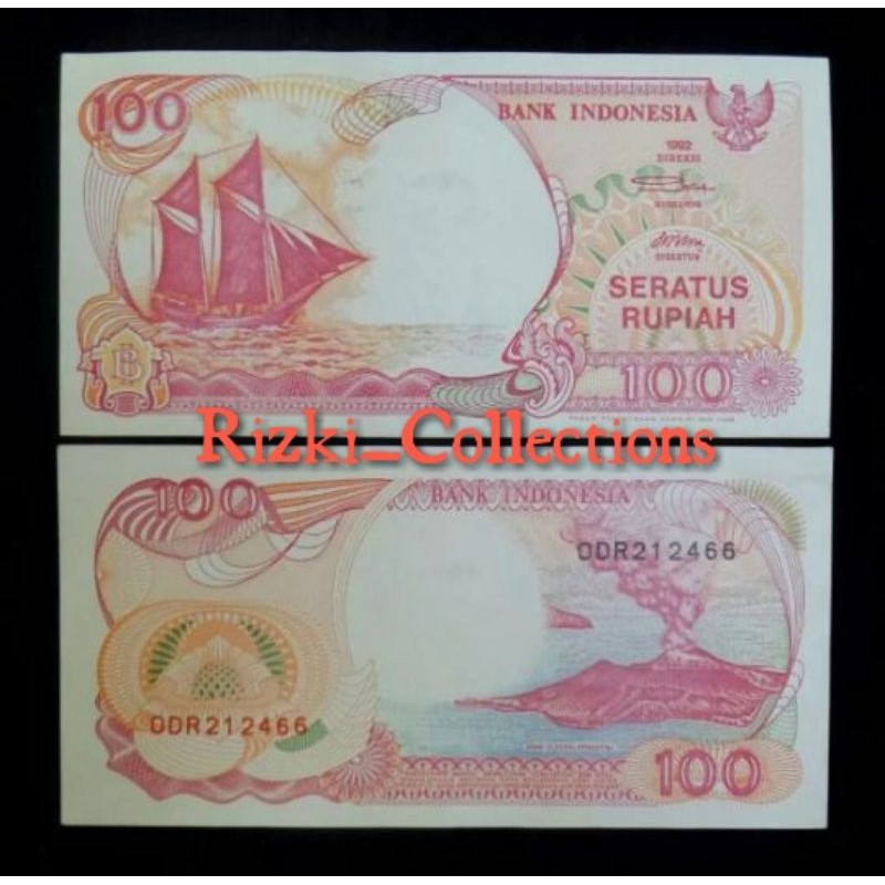 uang kuno 100 rupiah perahu pinisi. seratus rupiah perahu pinisi. 100 pinisi tahun 1992