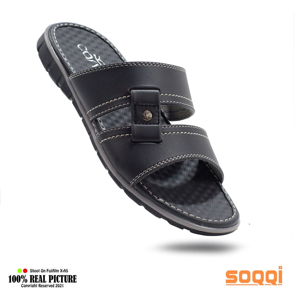 Sendal pria casual kulit sintetis selop original sandal cowok slop laki-laki dewasa model slide bapak2 acara resmi jagong branded Carvil Motobi 02 promo lebaran bisa cod murah keren 38-43