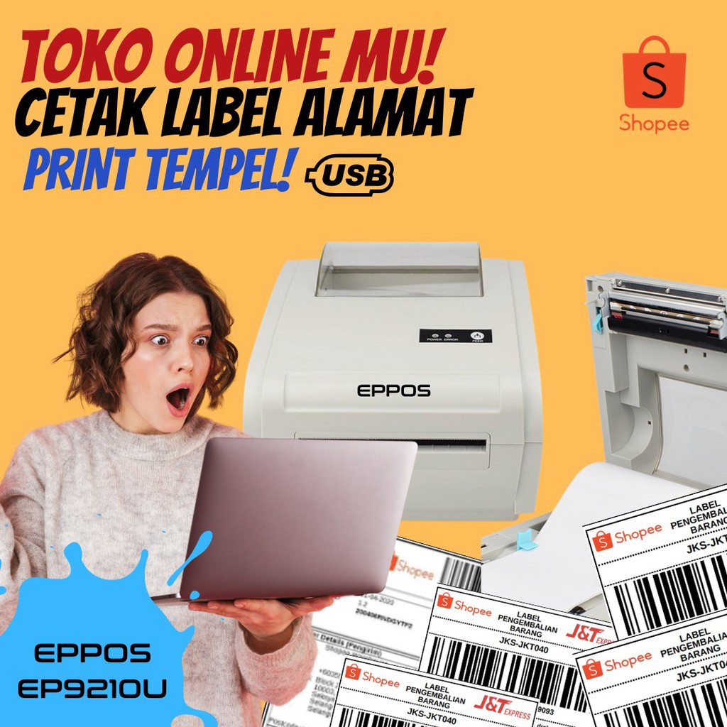 Printer Barcode Thermal EPPOS EP9210U - USB Cetak resi shopee