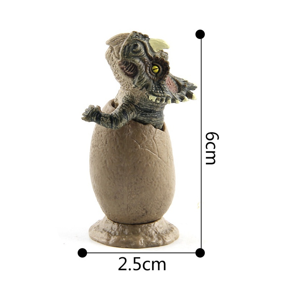 3pcs Kombinasi Telur Dinosaurus Jurassic Dinosaur Setengah Menetas Model Ornamen Buatan Tangan dengan Dasar