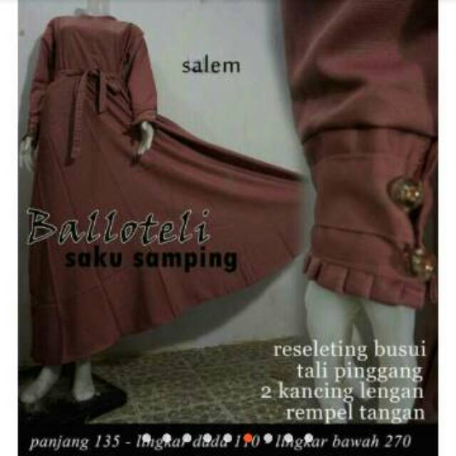 Gamis terbaru balotelli tangan rempel / gamis busui / gamis baloteli lengan panjang dan kancing