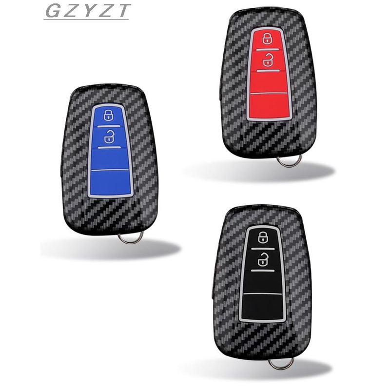 Case Kunci Mobil Bahan ABS Silikon Carbon Fiber Untuk Toyota Camry Corolla C-HR CHR Prado RAV4 Prius 2018 2019 2 / 3 / 4 Tombol