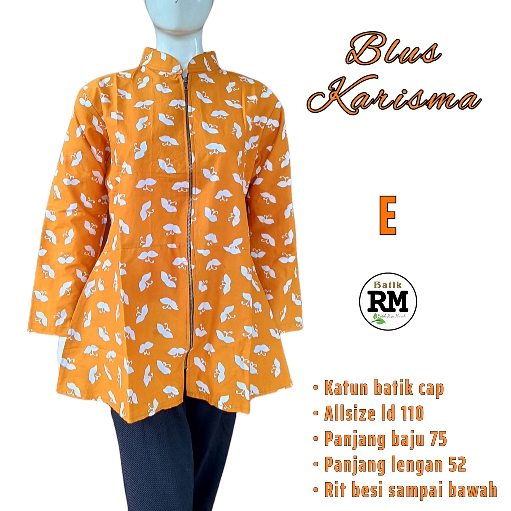 Blus karisma  cap full rit depan batik solo  blus atasan kerja modern dan trendy