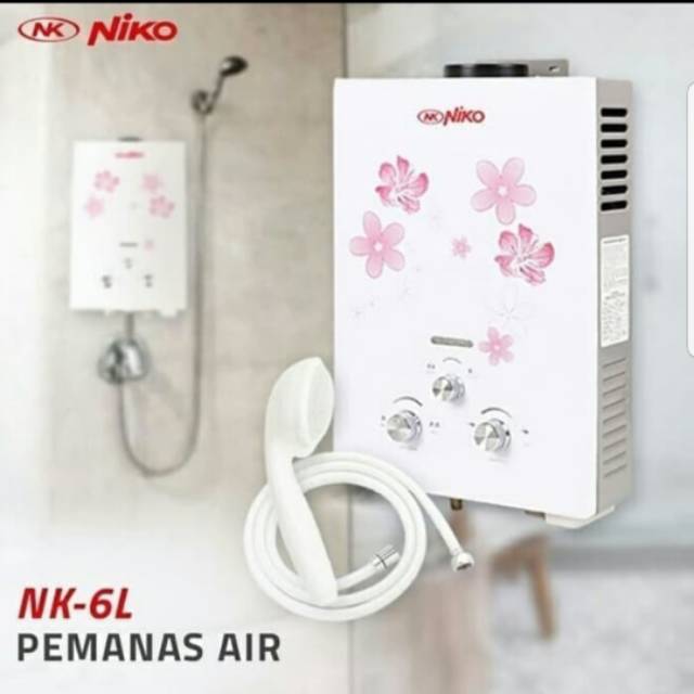 Niko Gas Water Heater Pemanas Air NK 6L NK6L 6 Liter white putih