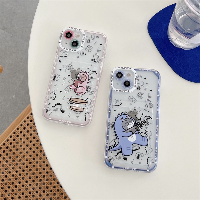 Soft Case Transparan Motif Dinosaurus / Kucing / Tikus Cover iPhone 11 12 Pro MAX X XR XS MAX 7 8 Plus