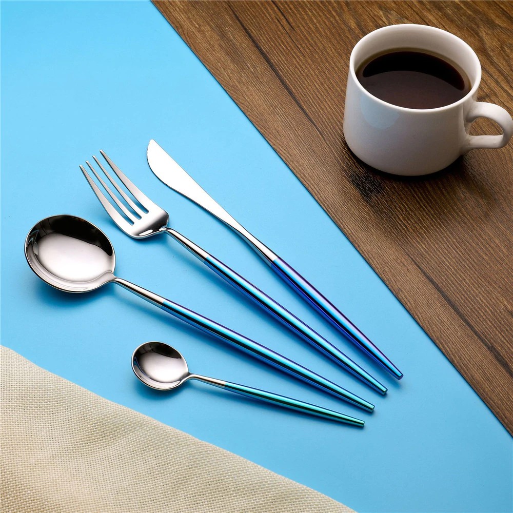 Stainless Steel Luxury Colorful Cutlery Tableware Set Dinnerware Sets Dinner Knife Fork Teaspoon
