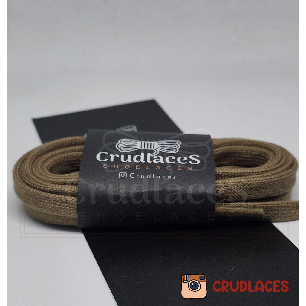 Tali Sepatu Premium Flat Gepeng Warna Coklat Muda COTOON Polyester - Shoelace Flat  - Crudlaces