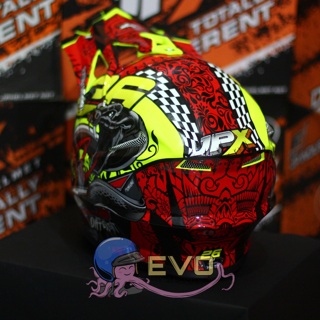 HELM JPX CROSS_FOX1 SERI X16 - FLUO YELLOW GLOSS + GOOGLE SNAIL (ONGKIR 2 KG) HELM JPX TERBARU