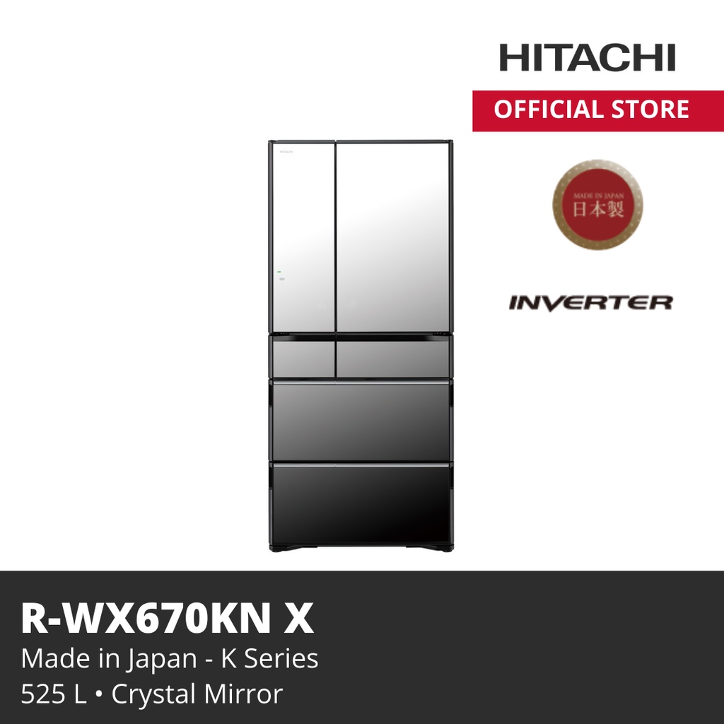 HITACHI KULKAS  R-WX670KN X CRISTALL DOOR  525 L JAPAN SERIES
