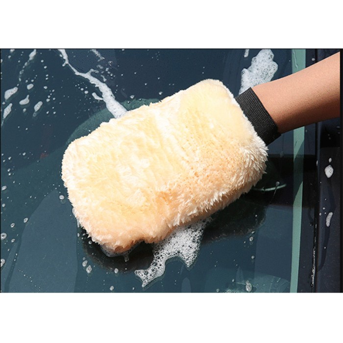 Kain Lap Microfiber Cuci Mobil Sarung Tangan Lambs Wool Wash Mitt