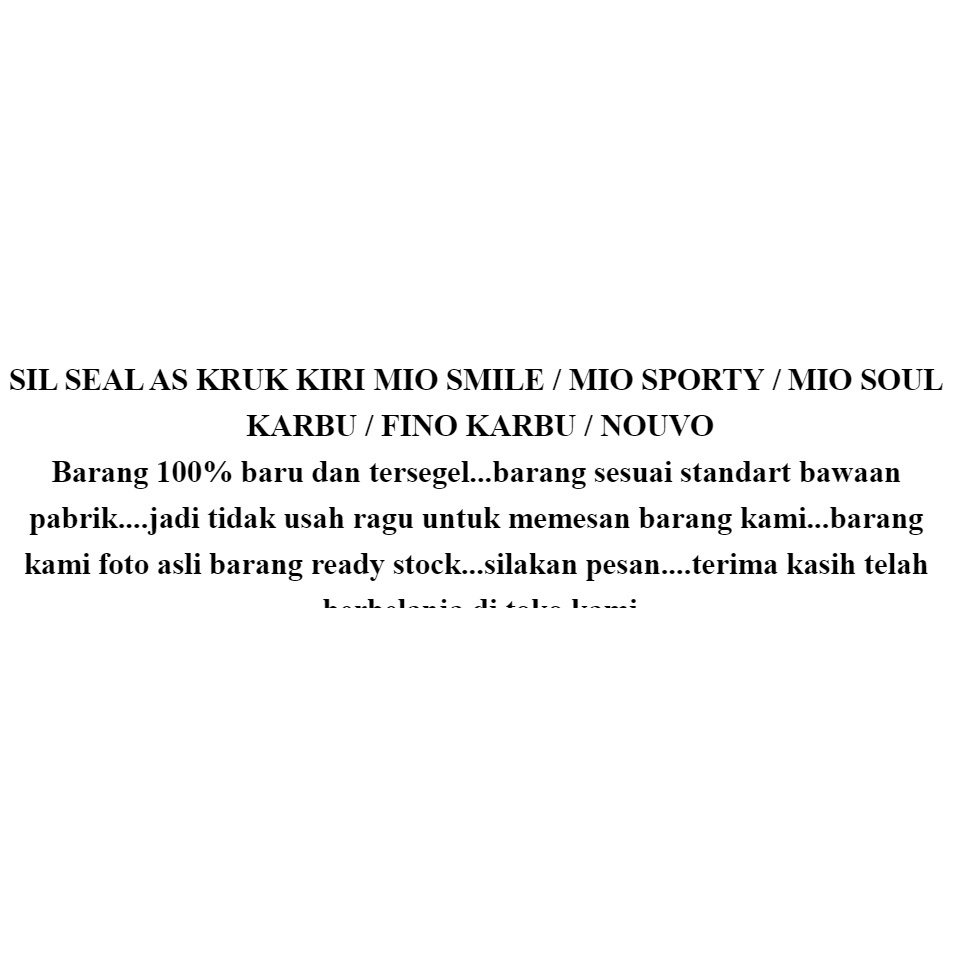 SIL SEAL AS KRUK KIRI MIO SMILE / MIO SPORTY / MIO SOUL KARBU / FINO KARBU / NOUVO / SEAL AS KRUK MIO KARBU 5TL