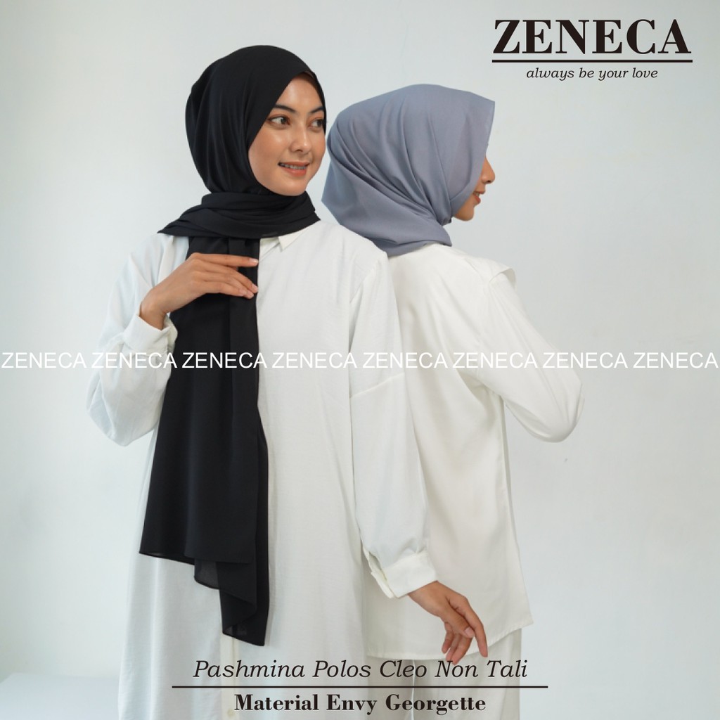Zeneca Jilbab Pashmina Polos Pasmina Cleo Bahan Envy Georgette Size Jumbo Kualitas Premium Gratis Ongkir Bisa COD-1
